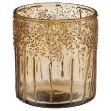 Glas Zylinder, rau, 8x8x9cm, senf