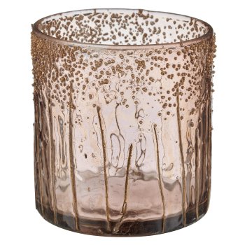 Glas Zylinder, rau, 8x8x9cm, dunkelbraun