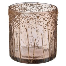 Glas Zylinder, rau, 8x8x9cm, dunkelbraun