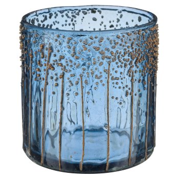 Glass cylinder, rough, 8x8x9cm, royal blue