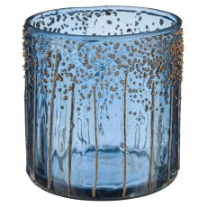 Glas Zylinder, rau, 8x8x9cm, royalblau