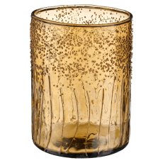 Glas Zylinder, rau, 10x10x13cm, senf