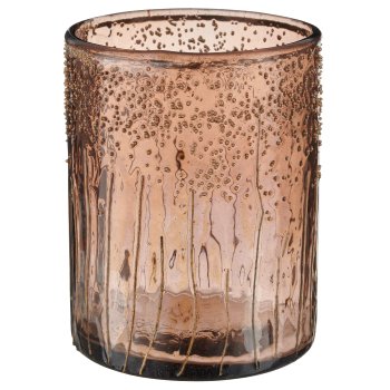 Glas Zylinder, rau, 10x10x13cm, dunkelbraun