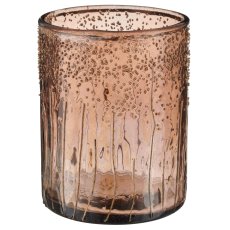 Glas Zylinder, rau, 10x10x13cm, dunkelbraun