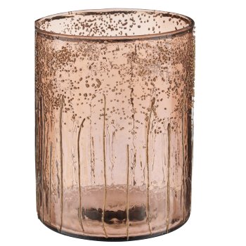 Glas Zylinder, rau, 12x12x16cm, dunkelbraun