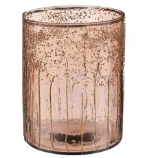 Glas Zylinder, rau, 12x12x16cm, dunkelbraun