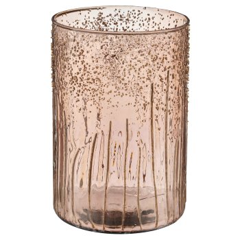 Glas Zylinder, rau, 14x14x20cm, dunkelbraun