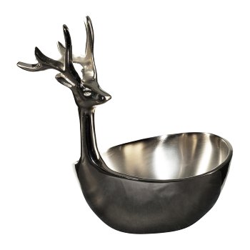 Aluminium Stag Bowl, 25x10x18 cm, Silver