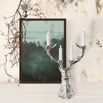 Aluminium Stag Head Standing Candle Holder, 42x30x17cm, Silver
