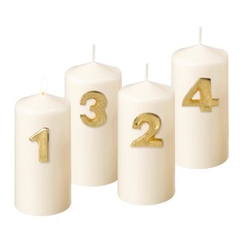 Aluminium Kerzenpin 1,2,3,4, 4cm, gold, 4/Box