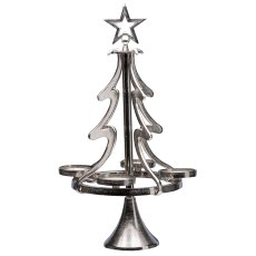 Aluminium Fir Tree 4 Candle Holder, 55x27cm, Silver-matt