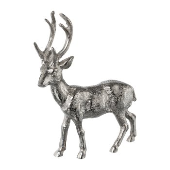 Deer Standing Aluminium, 18x6x22cm, Silver