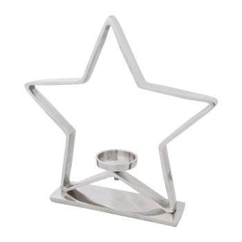 Star Standing with Candlestick, 33x32cm, Silver