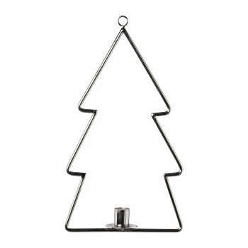 Tree Hanger with Candle Holder, 18x33cm, Silver