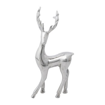 Aluminium Stag Standing Style, 25x13x7cm, Silver