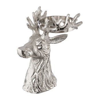 Aluminium candle holder, deer head SIRAN, 18x17x15cm,