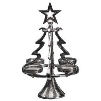 Aluminium fir tree 4 candle holder, 28x18cm, anthrazith