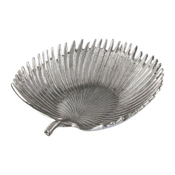 Aluminium object bowl PALMBLATT, 30x28x7,5cm, silver