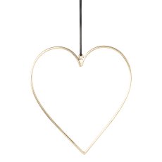 Aluminum pendant heart with leather strap, 21x21cm, gold
