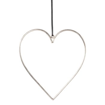 Aluminium Hänger Herz m.Lederband, 21x21cm, silber