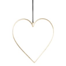 Aluminum pendant heart with leather strap, 30x30cm, gold