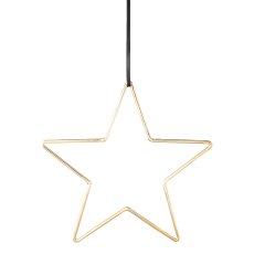 Aluminum star hanger with leather strap, 21x21cm, gold