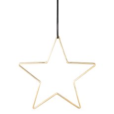 Aluminum hanger star with leather strap, 30x30cm, gold