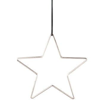 Aluminum hanger star with leather strap, 30x30cm, silver