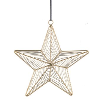 Metalldraht Hänger, Stern, 23x21cm, Gold