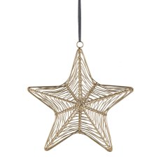 Metal wire hanger, star, 3D, 21x21x8cm, gold