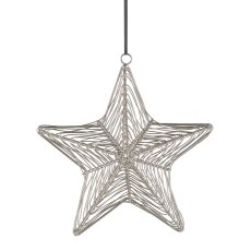 Metal wire hanger, star, 3D, 21x21x8cm, silver