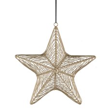 Metal wire hanger, star, 3D, 25x25x10cm, gold