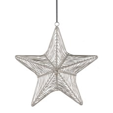 Metal wire hanger, star, 3D, 25x25x10cm, silver