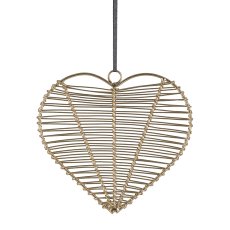 Metal wire hanger, heart, 12x12cm, gold