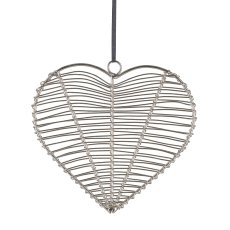 Metal wire hanger, heart, 12x12cm, silver