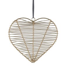 Metal wire hanger, heart, 17x16cm, gold