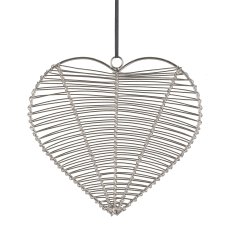 Metal wire hanger, heart, 17x16cm, silver