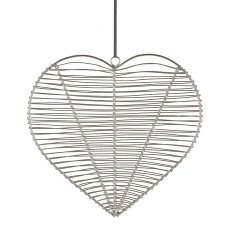 Metal wire hanger, heart, 32x21cm, silver