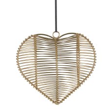 Metal wire hanger, heart, 3D, 12x13x5cm, gold