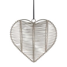 Metal wire hanger, heart, 3D, 12x13x5cm, silver