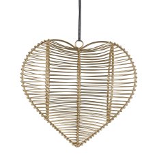 Metal wire hanger, heart, 3D, 18x19x7cm, gold