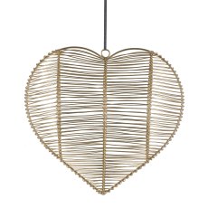Metal wire hanger, heart, 3D, 23x23x9cm, gold