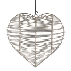 Metal wire hanger, heart, 3D, 23x23x9cm, silver