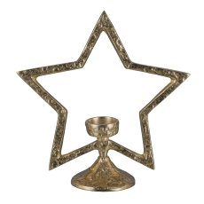 Aluminium Stern, auf Fuss, Teelichthalter, 30x25x10cm, Gold