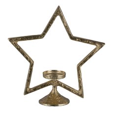 Aluminium Stern, auf Fuss, Teelichthalter, 41x38x12cm, Gold