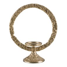 Aluminium Ring, auf Fuss, Teelichthalter, 32x26x11cm, Gold
