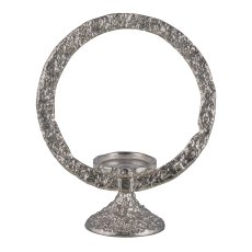 Aluminium Ring, auf Fuss, Teelichthalter, 32x26x11cm, Silber