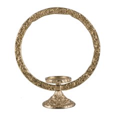 Aluminium Ring, auf Fuss, Teelichthalter, 36x30x12cm, Gold