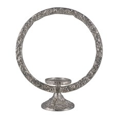 Aluminium Ring, auf Fuss, Teelichthalter, 36x30x12cm, Silber