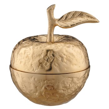 Aluminium Dose Apfel, 12x11x10cm, gold